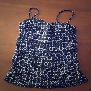 Black and white tankini swim top